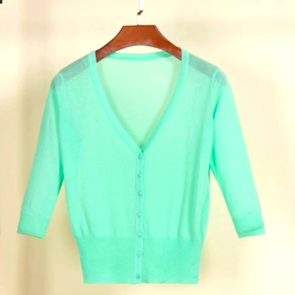 New Tiffany Blue Summer Knitted Cardigan Women